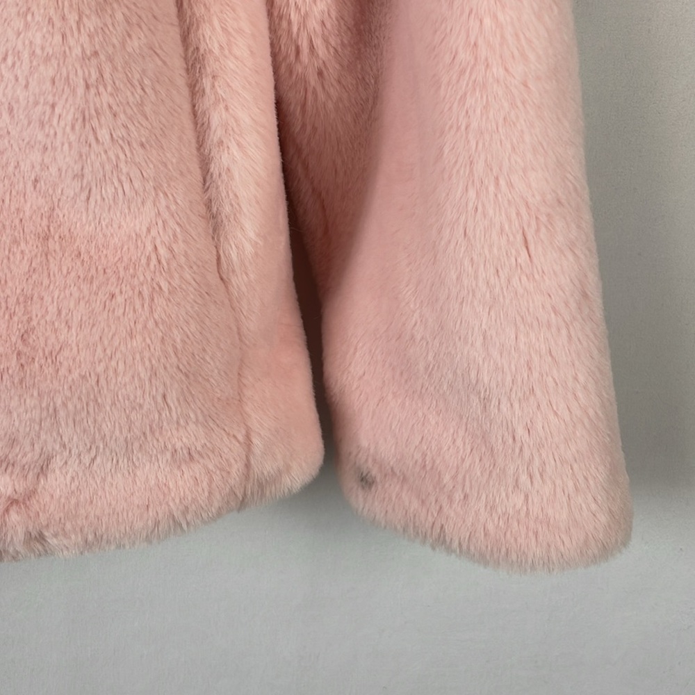 Cat & Jack Stylish Pink Taupe and Ivory Girls Faux Fur Jacket - Size Large 10/12 - Picture 6 of 10